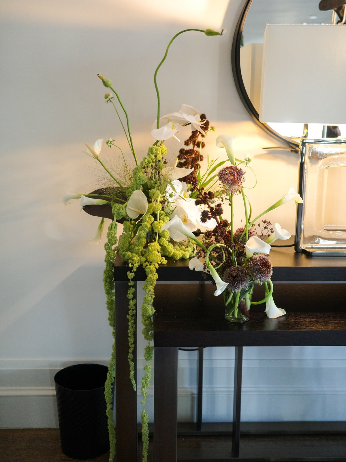 Flowers in vases on a table at home