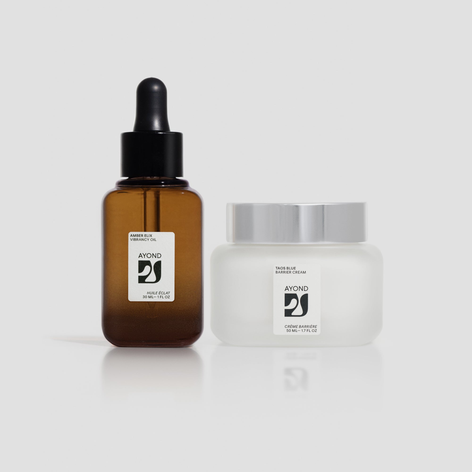 AYOND Winter Skin Revival Duo: dropper bottle and cream jar